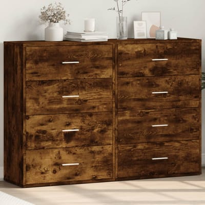 vidaXL - Dressoirs - 2 - st - 60x31x84 - cm - bewerkt - hout - gerookt - eikenkleurig
