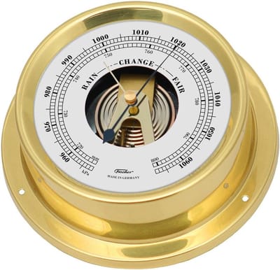 Barometer Messing - Weerstation - Weer Voorspellen - Open Beweging - 11 cm Diameter - Wit