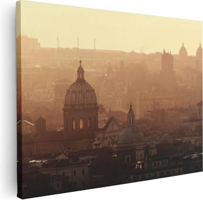 Artaza Canvas Schilderij Skyline - 40x30 cm - Klein - Wanddecoratie Stad - Muurdecoratie Rome - Kamer Accessoires Zonsondergang
