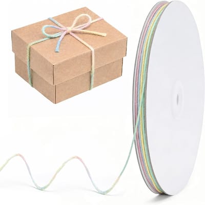 2mm Jute Craft Cord Pastel: 100m Cadeau Ribbon voor Verpakking, Dun Macramé Touw voor DIY Knutselprojecten, Decoratief Touw voor Kinderfeestjes, Babyshowers en Scrapbooking