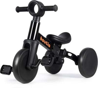 4-in-1 Loopfiets Driewieler voor Peuters 1-3 Jaar - Verstelbare Loopfiets met Verwijderbare Pedalen