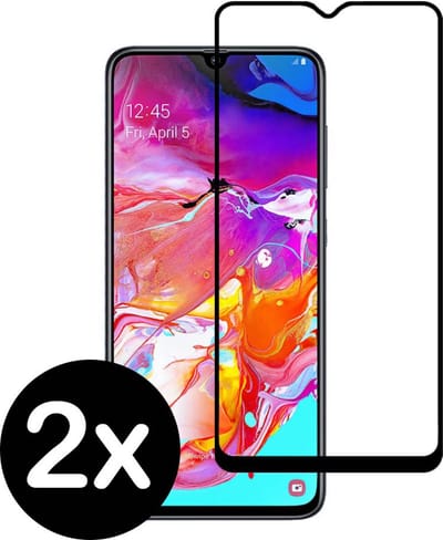Smartphonica Samsung Galaxy A70 full cover tempered glass screenprotector van gehard glas met afgeronde hoeken - 2 stuks geschikt voor Samsung Galaxy A70