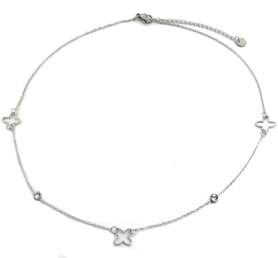 Ketting Klaver- RVS - Lengte 39-44 cm - Zilverkleurig