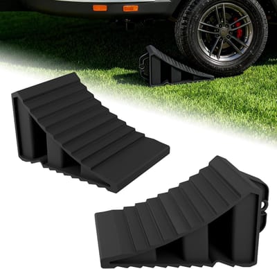 Wielkeggen Auto - Oprijwiggen Wielstoppers - Voertuig Beveiligen - Praktisch Handvat - 20 x 12 x 11 cm - Zwart