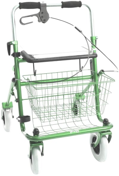 Rollator 43 cm zitbreedte - Premis Provo - Tot 120 kg - In hoogte verstelbaar - Duwbeugel - Eenzijdig geremd rechts - Passieve rem - Metallic Appelgroen