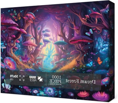 Bospuzzel 1000 Stuks - Collagepuzzel Magisch Bos - Ontspannen Puzzelplezier - Glow in the Dark Kunstwerk - 70x50 cm