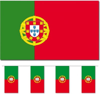 Bellatio Decorations - Vlaggen versiering set - Portugal - Vlag 90 x 150 cm en vlaggenlijn 4 meter