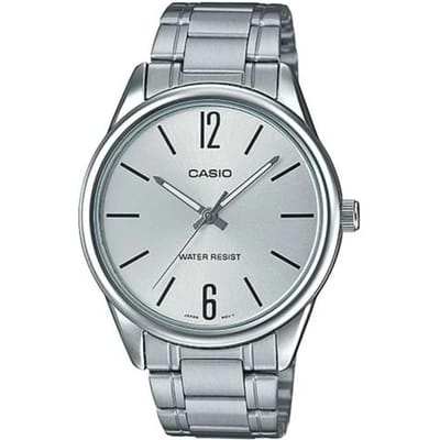 Casio simpel en elegant kwartsuurwerk roestvrijstalen band Japans en Koreaans horloge herenhorloge zilverkleurige wijzerplaat MTP-V005D-7B zilver