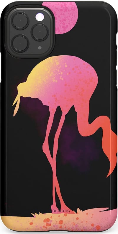 Casetastic Hoesje Geschikt voor Apple iPhone 11 Pro Max - Stijlvolle Beschermende Duo-layer Case - Silhouet Flamingo