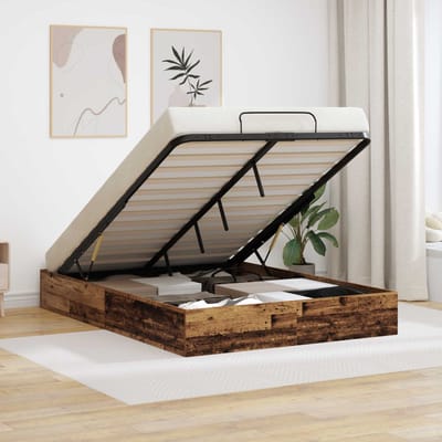 vidaXL - Ottoman - Bedframe - Oud - hout - 140 - x - 190 - cm - Geconstrueerd - hout