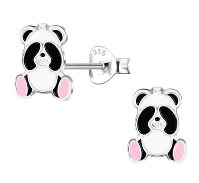 La Rosa Princesa Cute Panda Oorknoppen Zilver