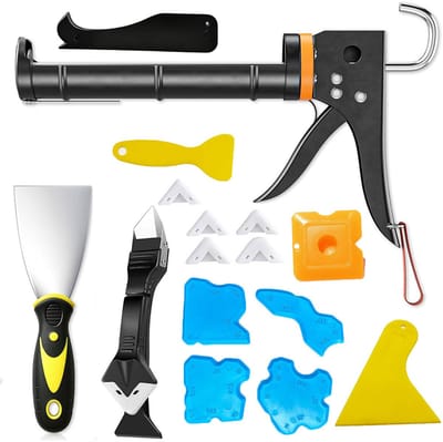 Kit Kitpistool - Siliconen Pistool Kit met Kitverwijderaar Gereedschap & 2 Siliconen Spuitmonden - voor Het Verwijderen van Kits, Badkamer en Douche Kit