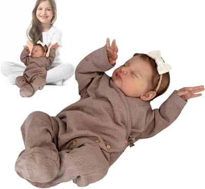 Babypop - Slapende pop - Kinderspel - Realistisch ontwerp - 19 inch - Grijs