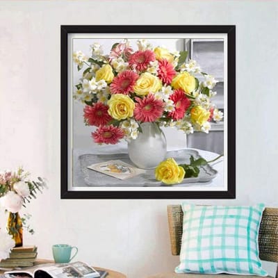Diamond Painting Rose & Daisy Diy Diamond Painting Borduren Cross Stitch Home Decor 30x30CM gray