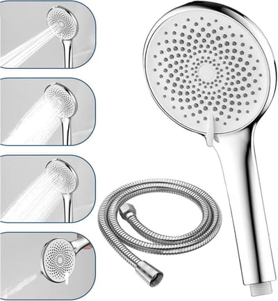 Grote Douchestraal met Robuuste Roestvrijstalen Douchekop en Slang - Ideaal voor Luxe Badkamers en Efficiënte Waterbesparing