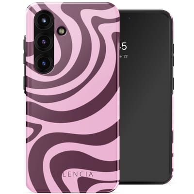 Selencia Hoesje - Geschikt voor Samsung Galaxy S25 - Backcover - Wavy Swirl Pink Plum