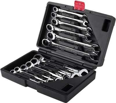 12-delige ratelsleutelset 8-19mm met chroom-vanadium-afwerking