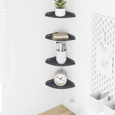 vidaXL - Hoek - Plank - 4 - st - Antraciet - 15 - x - 15 - x - 2 - cm