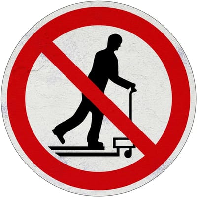 Niet met palletwagen rijden verbodsbord | Sign Again materiaal | 10 cm