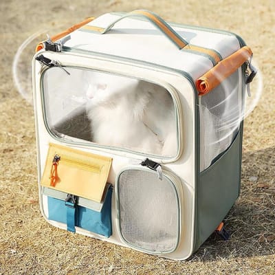 sac à dos portable d'extérieur sac à dos pour animaux de compagnie artefact de voiture chaude chien grande capacité boîte Without Pull Rod white