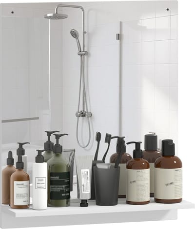 Homcom Badkamerspiegel-Acryl, Spaanplaat-50L x 14B x 60H cm-Wit