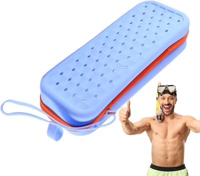 Zwembril Opbergtas - Brillenhoes - Veilig Opbergen - Waterafvoer Gaten - 19.5 cm - Blauw