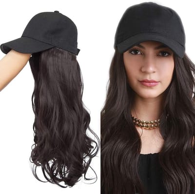 Baseball cap met haarextensions - Wavy haar, natuurlijk uitziend, donkerbruin #4A, perfect voor elke gelegenheid