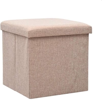 Opvouwbare Poef - Opbergkruk Voetenbank - Ruimte Besparen - Verborgen Opbergruimte - 25x25x25 cm - Oranje