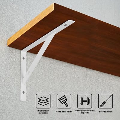 Stevige Wandplanken Steunbeugels, Driehoekige Beugels voor 90 Graden Hoek, Ideaal voor Woonkamer en Slaapkamer (Wit, 300x190mm)