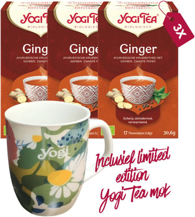 Yogi Tea Ginger Bio - 3 pakjes - inclusief limited edition Yogi Tea mok