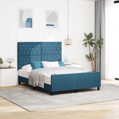 vidaXL - Boxspring - bed - met - hoofdeinde - Donkerblauw - 140 - x - 200 - cm - Fluweel