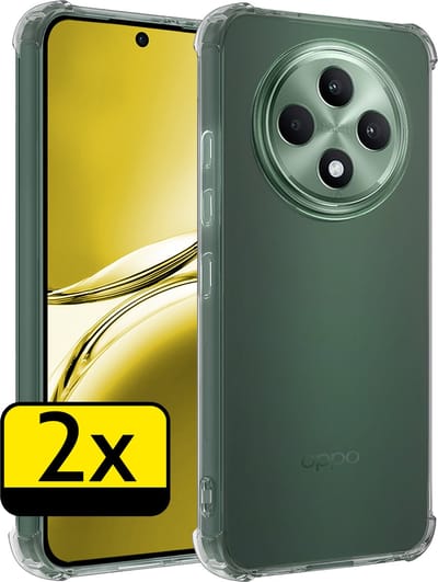 Hoesje - 2 Stuks - Geschikt voor Oppo Reno 12 F - Sterk & Shockproof - Siliconen Case - Back Cover - Telefoon Hoes Shock Proof - Telefoonhoesjes - Transparant