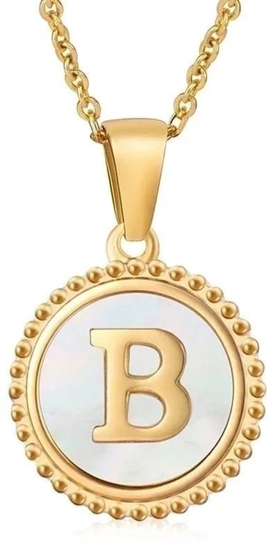 RVS sieraden - ketting met initiaal en schelp - letter E - dames