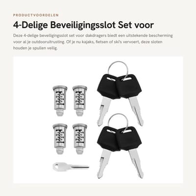4-Delige Beveiligingsslot Set voor Dakdragers