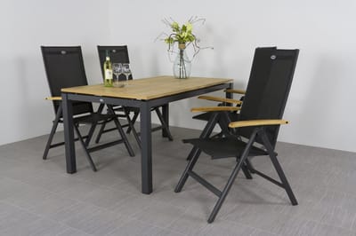 Hartman Napoli/Sonata verstelbare tuinset 160x90 cm. - Aluminium/Teak