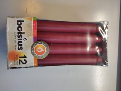 Bolsius Dinerkaarsen 12 stuks Oud Rood 6 uur brandtijd