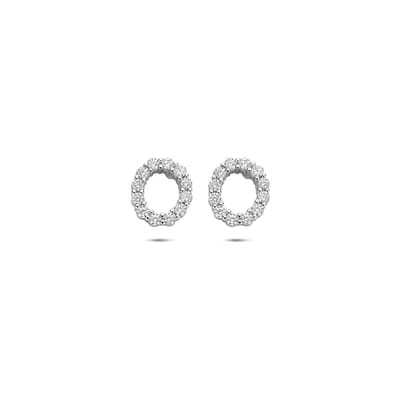 Zilveren gerhodineerde oorknoppen zirkonia 8 mm - 1341351
