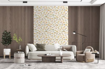Behang - Fotobehang Regenboog - Pastel - Kinderen - Breedte 200 cm x hoogte 300 cm