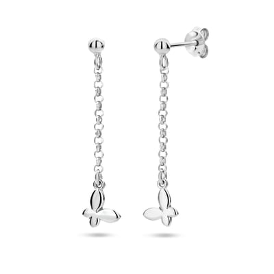 YO&NO Oorhangers Vlinder - Dames - 35mm - Sieraden Vrouw - Gerhodineerd - Zilver 925