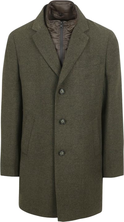 Suitable Coat Wol Twill Donkergroen - Maat 56 - Heren - Mantels & coats