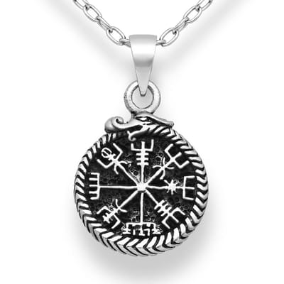 EAR IT UP - Hanger - Vegvisir - Viking - Icelandic magical stave - 925 sterling zilver - Geoxideerde details - 15 mm - 1 stuk