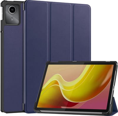 Hoes - Geschikt voor Lenovo Tab M11 (11 inch) - Dun & Stevig - Trifold Bookcase - Hard Cover - Hardcover Book Case - Tablet Hoesje - Donkerblauw