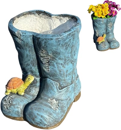 Decoratieve Bloempot in de vorm van een paar laarzen - afmeting 25x22x27 cm - binnen en buiten gebruik
