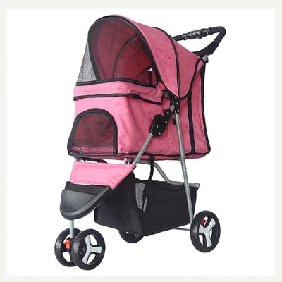 Dieren Wandelwagen - Hondenbuggy Kattenkar - Reizen met Huisdier - Met Remhendel - 15 kg Draaglast - Roze