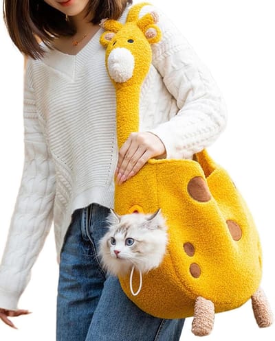 Huisdier Draagtas - Reistas Hond Kat - Veilig Vervoer - Giraffe Design - 38 cm - Bruin