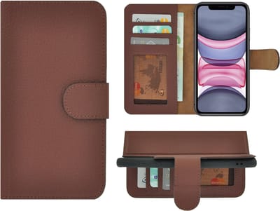 Hoesje Geschikt voor iPhone 11 Pro - Bookcase - Portemonnee Hoes Echt leer Wallet case Bruin