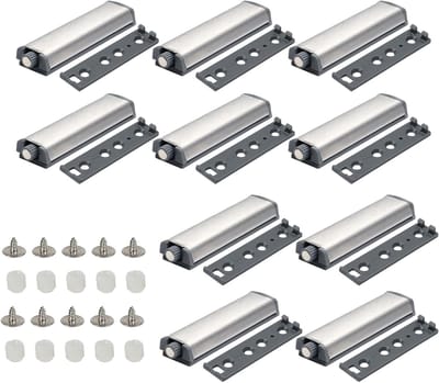 Push to Open Magnet Deursloten - 10 Stuks Magnetische Latch met Schokabsorber, Ideaal voor Keuken- en Kasten Deuren, Gemakkelijk te Installeren en Te Gebruiken