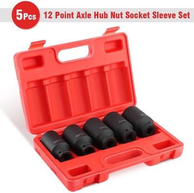 Dailygoods- Slagdoppen 5 Stuks - Diepe Slagdoppen - 12-Punts - Chroom-Vanadiumstaal - Opbergtas - Roestvrij en Duurzaam - Doppenset