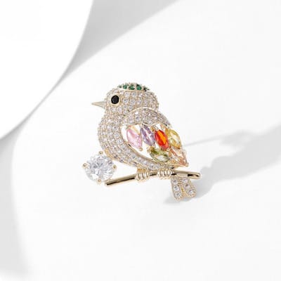 Vogelbroche met Kristallen – Kleurrijke Elegante Broche | Twinolo