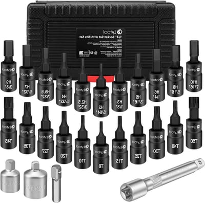 25-delige Torx en Hexagon Steeksleutel Set met 1/2" en 3/8" Aansluitingen voor Momentsleutel en Ratelsleutel
